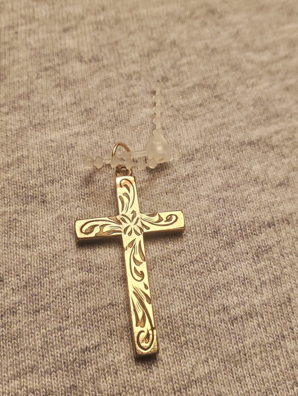 Vintage Gold Filled Floral Engraved Cross Pendant